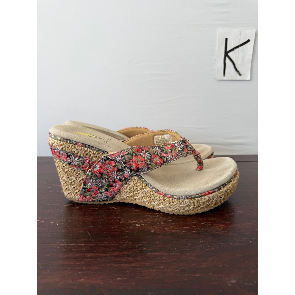 Volatile Wedge Sandals Floral Espadrille Platform Red Multi Women Size 9
